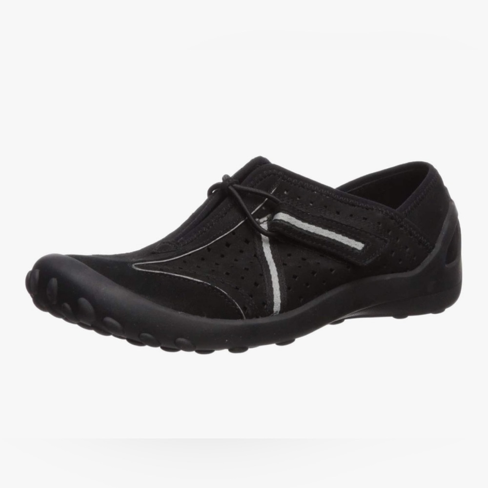 Clarks Privo black suede slip on size 6 ladies comfortable shoes
